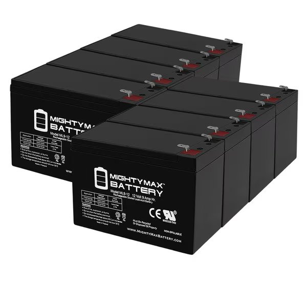 12V 9Ah SLA Replaces Notifier NFS2-3030 Fire Alarm System - 8 Pack, Mighty Max Battery, Mfr#: ML9-12MP814912371755